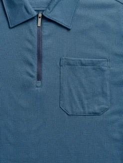 Best Sale Atlantic Blue Men'S Composite Merino Zip Polo Men'S Polos, Tees & Henleys