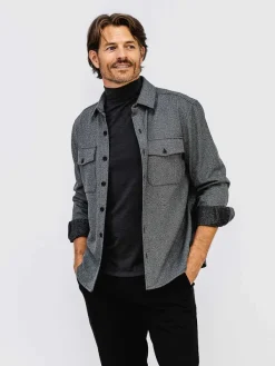 Hot Black Tweed Men'S Fusion Overshirt Men'S Shirts