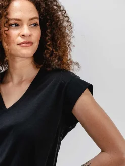 Fashion Black Women'S Composite Merino V-Neck Tee Women'S Shirts