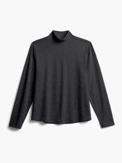 Cheap Black Women'S Composite Merino Mock Neck Women'S Shirts