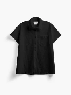 Outlet Black Women'S Hybrid Seersucker Short Sleeve Shirt Women'S Shirts
