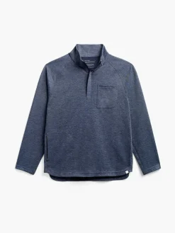 Best Sale Blue Denim Heather Men'S Fusion Double-Knit 1/4 Zip Men'S Jackets & Coats