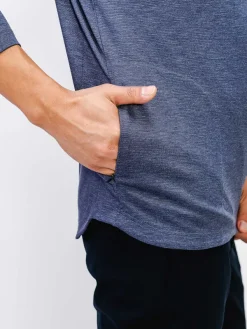 Best Sale Blue Denim Heather Men'S Fusion Double-Knit 1/4 Zip Men'S Jackets & Coats