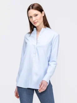 Online Chambray Blue Women'S Aerozero° Band Collar Tunic Women'S Shirts