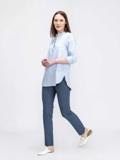 Online Chambray Blue Women'S Aerozero° Band Collar Tunic Women'S Shirts