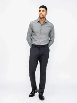 Best Sale Charcoal End On End Men'S Aerozero° Dress Shirt Men'S Shirts