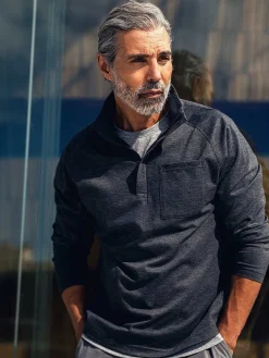 Hot Charcoal Heather Men'S Fusion Double-Knit 1/4 Zip Men'S Sweatshirts & Sweaters