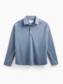 Sale City Blue Men'S Apollo Raglan Long Sleeve Polo Men'S Polos, Tees & Henleys