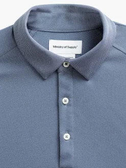 Sale City Blue Men'S Apollo Raglan Long Sleeve Polo Men'S Polos, Tees & Henleys