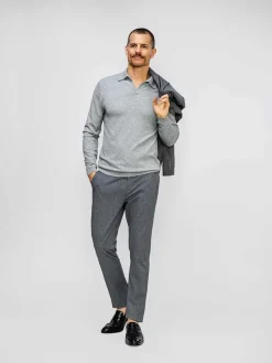 Best Grey Heather Men'S Atlas Air Polo Sweater Men'S Sweatshirts & Sweaters