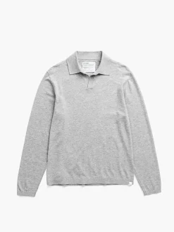 Best Grey Heather Men'S Atlas Air Polo Sweater Men'S Sweatshirts & Sweaters