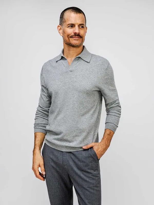 Best Grey Heather Men'S Atlas Air Polo Sweater Men'S Sweatshirts & Sweaters