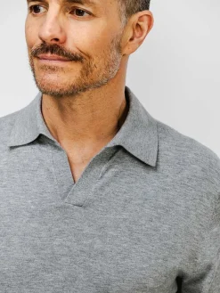 Best Grey Heather Men'S Atlas Air Polo Sweater Men'S Sweatshirts & Sweaters