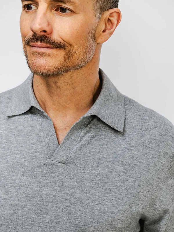 Best Grey Heather Men'S Atlas Air Polo Sweater Men'S Sweatshirts & Sweaters