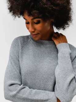 Best Sale Grey Heather Women'S Atlas Waffle Sweater Women'S Underwear & Socks