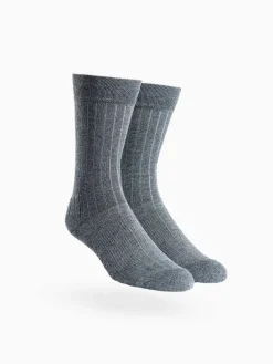 Hot Grey Rib Knit Atlas Crew Sock Men'S Underwear & Socks