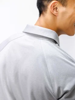 Store Grey White Heather (Brushed) Men'S Apollo Raglan Long Sleeve Polo Men'S Polos, Tees & Henleys