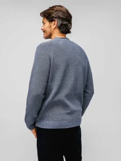Outlet Indigo Heather Men'S Atlas Waffle Roll Neck Sweater Men'S Sweatshirts & Sweaters