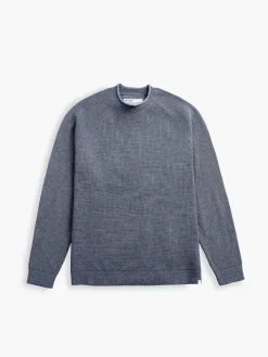 Outlet Indigo Heather Men'S Atlas Waffle Roll Neck Sweater Men'S Sweatshirts & Sweaters