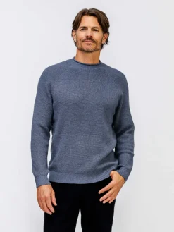 Outlet Indigo Heather Men'S Atlas Waffle Roll Neck Sweater Men'S Sweatshirts & Sweaters