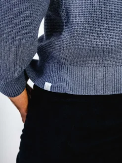 Outlet Indigo Heather Men'S Atlas Waffle Roll Neck Sweater Men'S Sweatshirts & Sweaters