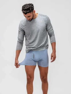 Outlet Light Blue Heather Men'S Composite Merino Boxer Brief Men'S Underwear & Socks