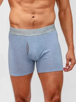 Outlet Light Blue Heather Men'S Composite Merino Boxer Brief Men'S Underwear & Socks