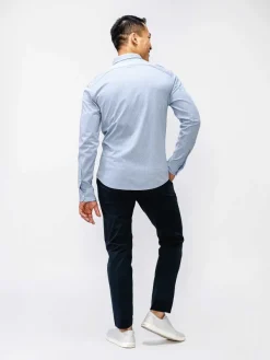 Hot Light Blue Stripe Men'S Hybrid Button-Down Men'S Shirts