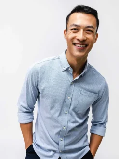 Hot Light Blue Stripe Men'S Hybrid Button-Down Men'S Shirts