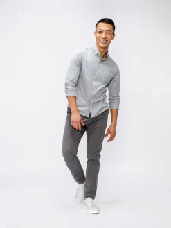 New Light Grey Stripe Men'S Hybrid Button-Down Men'S Shirts