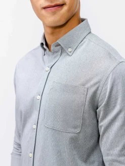 New Light Grey Stripe Men'S Hybrid Button-Down Men'S Shirts