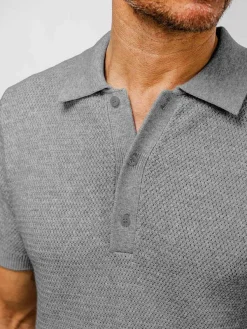 Clearance Mercury Grey Heather Men'S Labs Atlas Short Sleeve Knit Polo Men'S Polos, Tees & Henleys