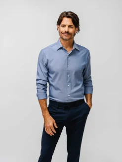 Hot Navy End On End Men'S Aerozero° Dress Shirt Men'S Shirts