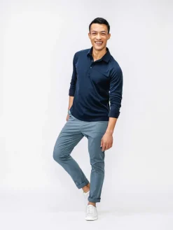 Outlet Navy Men'S Apollo Raglan Long Sleeve Polo Men'S Polos, Tees & Henleys