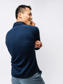 Outlet Navy Men'S Apollo Raglan Long Sleeve Polo Men'S Polos, Tees & Henleys