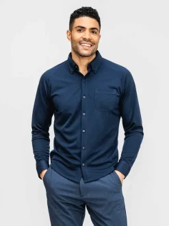 Sale Navy Men'S Apollo Raglan Sport Shirt Men'S Shirts