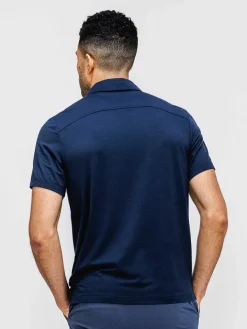 Best Sale Navy Men'S Composite Merino Zip Polo Men'S Polos, Tees & Henleys