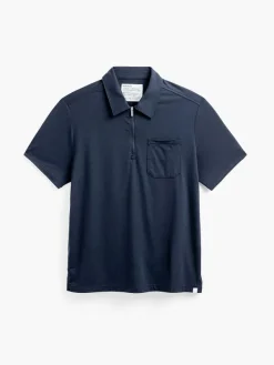 Best Sale Navy Men'S Composite Merino Zip Polo Men'S Polos, Tees & Henleys