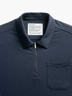Best Sale Navy Men'S Composite Merino Zip Polo Men'S Polos, Tees & Henleys