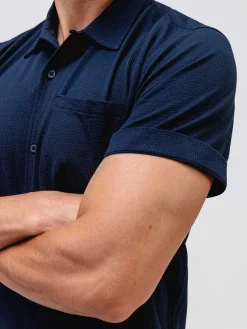 Clearance Navy Men'S Hybrid Seersucker Short Sleeve Shirt Men'S Shirts