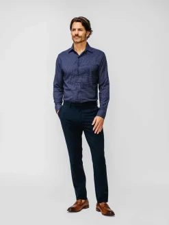 Best Sale Navy Mini Dash Grid Men'S Aerozero° Dress Shirt Men'S Shirts