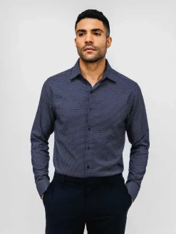 Best Sale Navy Mini Dash Grid Men'S Aerozero° Dress Shirt Men'S Shirts