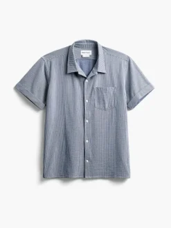 Online Navy Stripe Men'S Hybrid Seersucker Short Sleeve Shirt Men'S Shirts