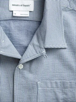 Online Navy Stripe Men'S Hybrid Seersucker Short Sleeve Shirt Men'S Shirts