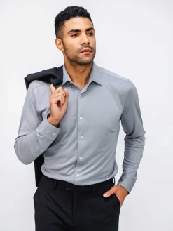 Sale New Grey Oxford (Brushed) Men'S Apollo Dress Shirt Men'S Shirts