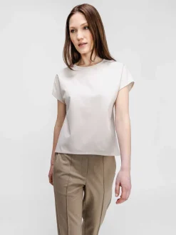 Best Oatmeal/Oatmeal Heather Women'S Fusion Double-Knit Reversible Tee Women'S Shirts