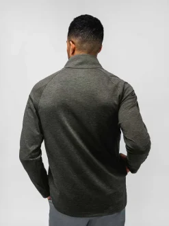 Discount Olive Heather Men'S Fusion Double-Knit 1/4 Zip Men'S Sweatshirts & Sweaters