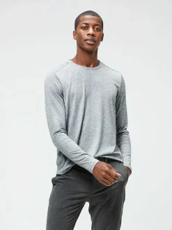 New Pale Grey Heather Men'S Composite Merino Long Sleeve Tee Men'S Polos, Tees & Henleys