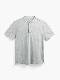 Fashion Pale Grey Heather Men'S Composite Merino Short Sleeve Henley Men'S Polos, Tees & Henleys