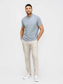 Fashion Pale Grey Heather Men'S Composite Merino Short Sleeve Henley Men'S Polos, Tees & Henleys